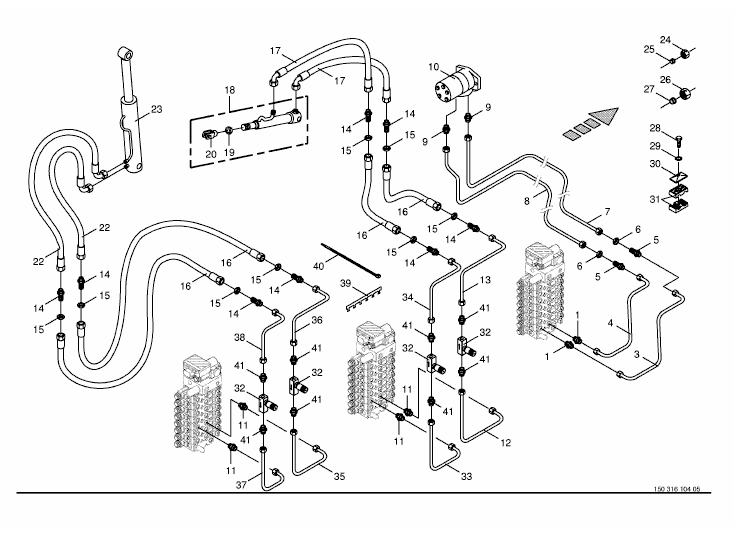 Hydraulics cpl. - discharge chute