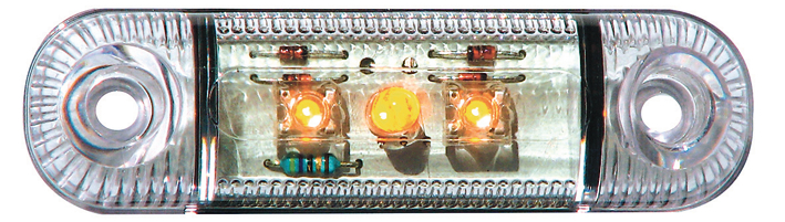Strands sidomarkeringsljus, orange LED, vit glas, 12/24V, E-märkt