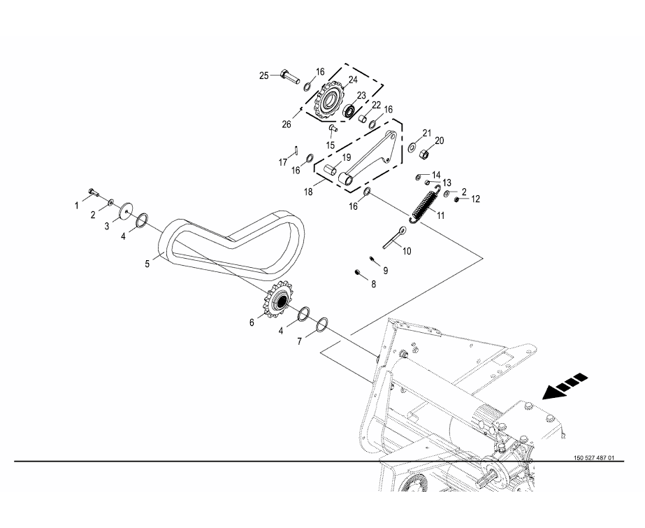 Chain drive rh side