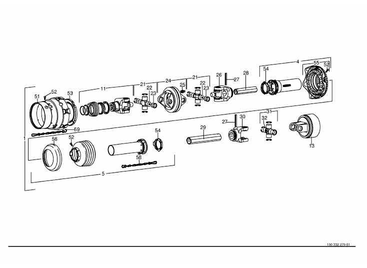 Universal shaft -26 Messer / knifes / couteaus