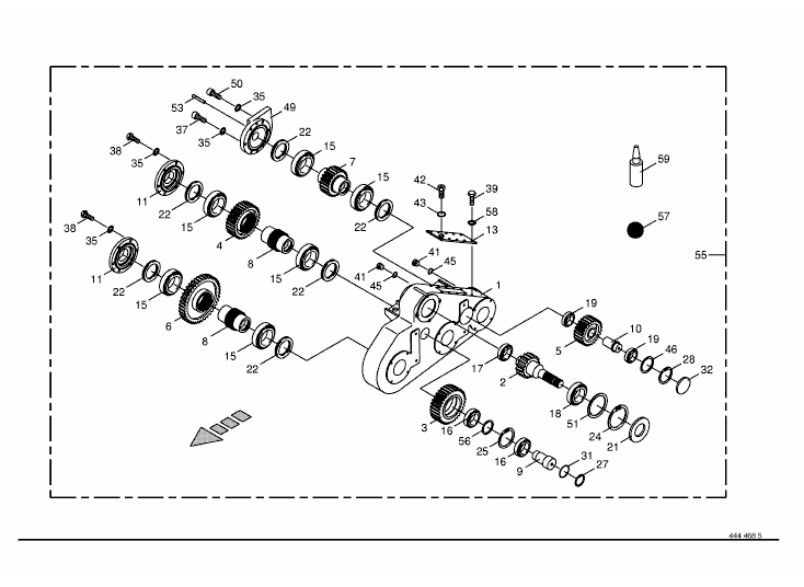 Upper roller gearbox