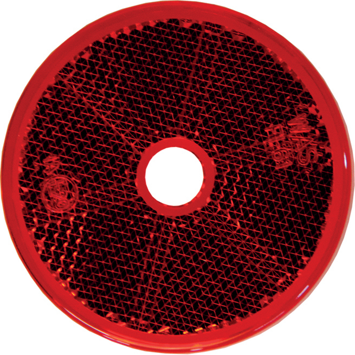 Strands rund reflex, röd med hål, Ø60mm-image
