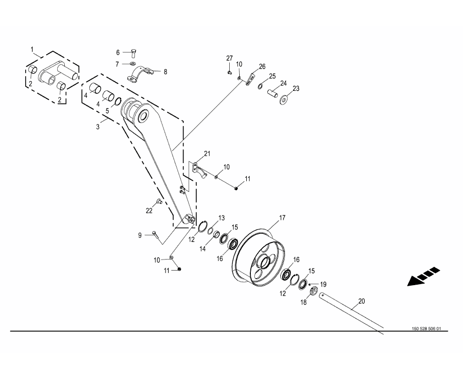 Clamping arm rear