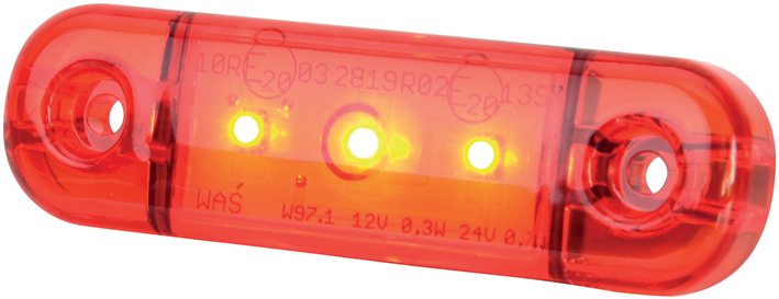 Strands positionsljus Slim, röd LED, 9-36V,  E-märkt.