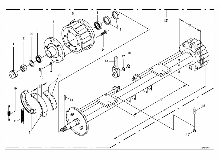 Enkelaxel kompl. - BPW GS 7009