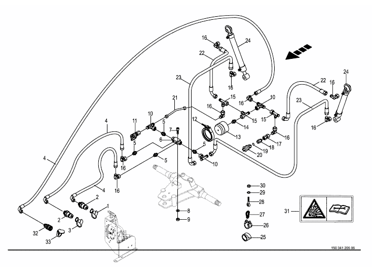 Hydraulics - additional axle -optional