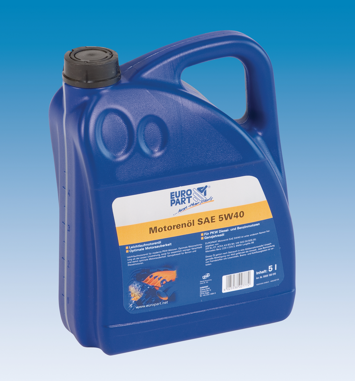 Europart Motorolja, Helsyntet,  5W-40, 5 liter dunk-image