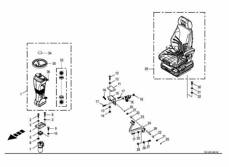 Steering column / brake pedal / driver's seat