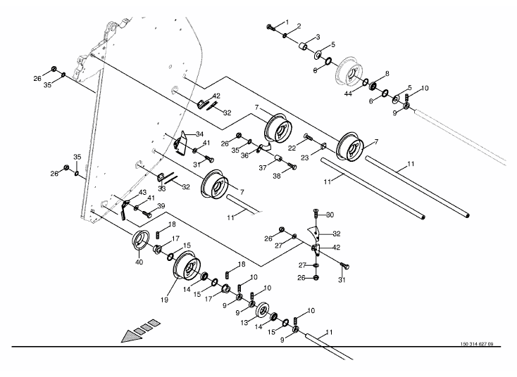 Deflection axles for bale formation conveyor