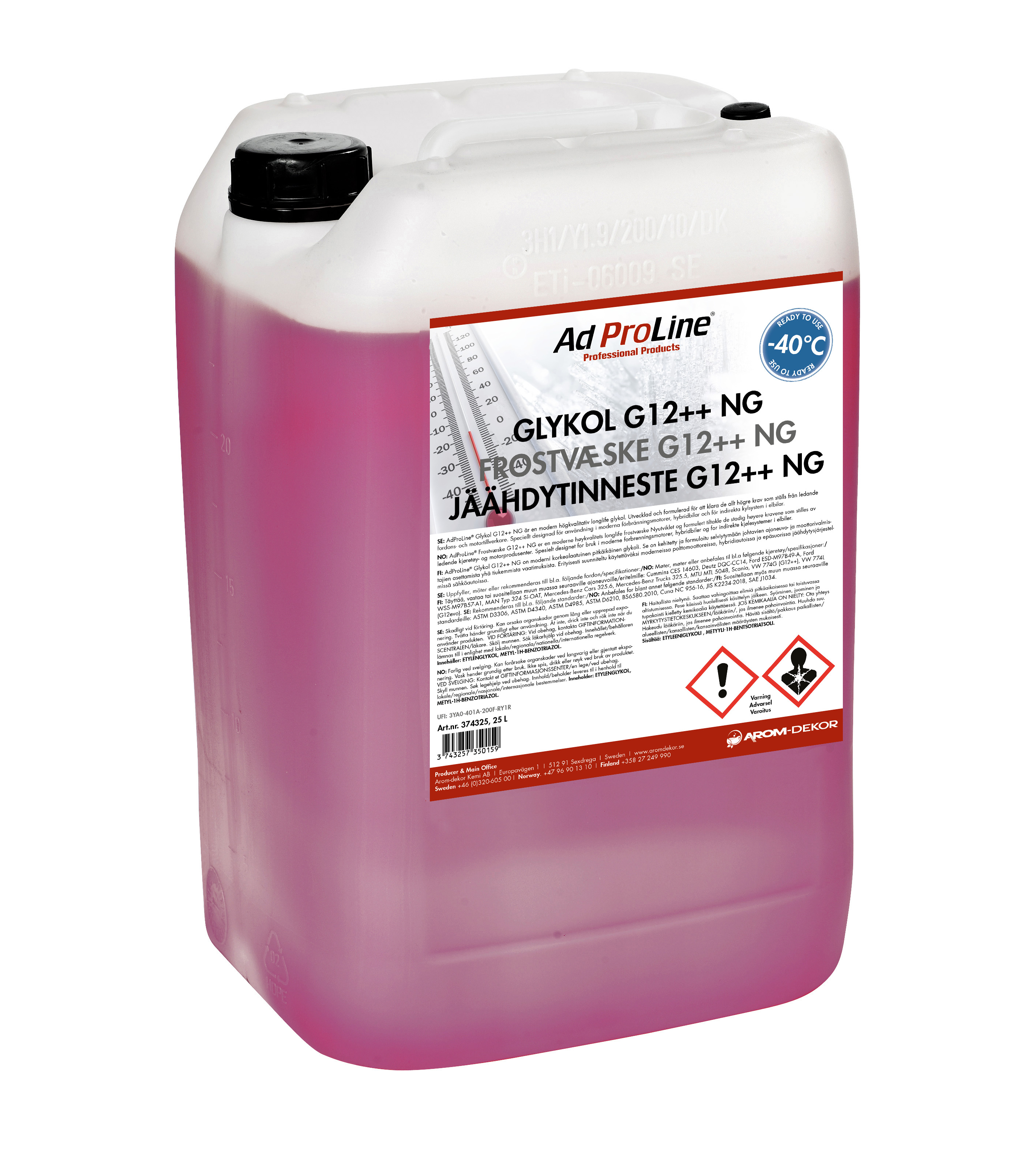 AdProLine® Glykol G12++ NG -40°C (färdigblandad), 25 liter dunk