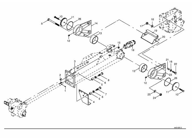 Beam with gearbox