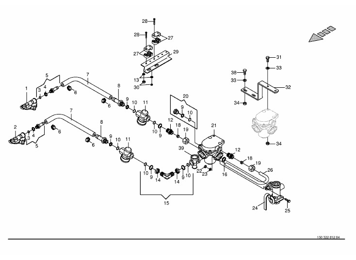 Brake coupling to brake valve