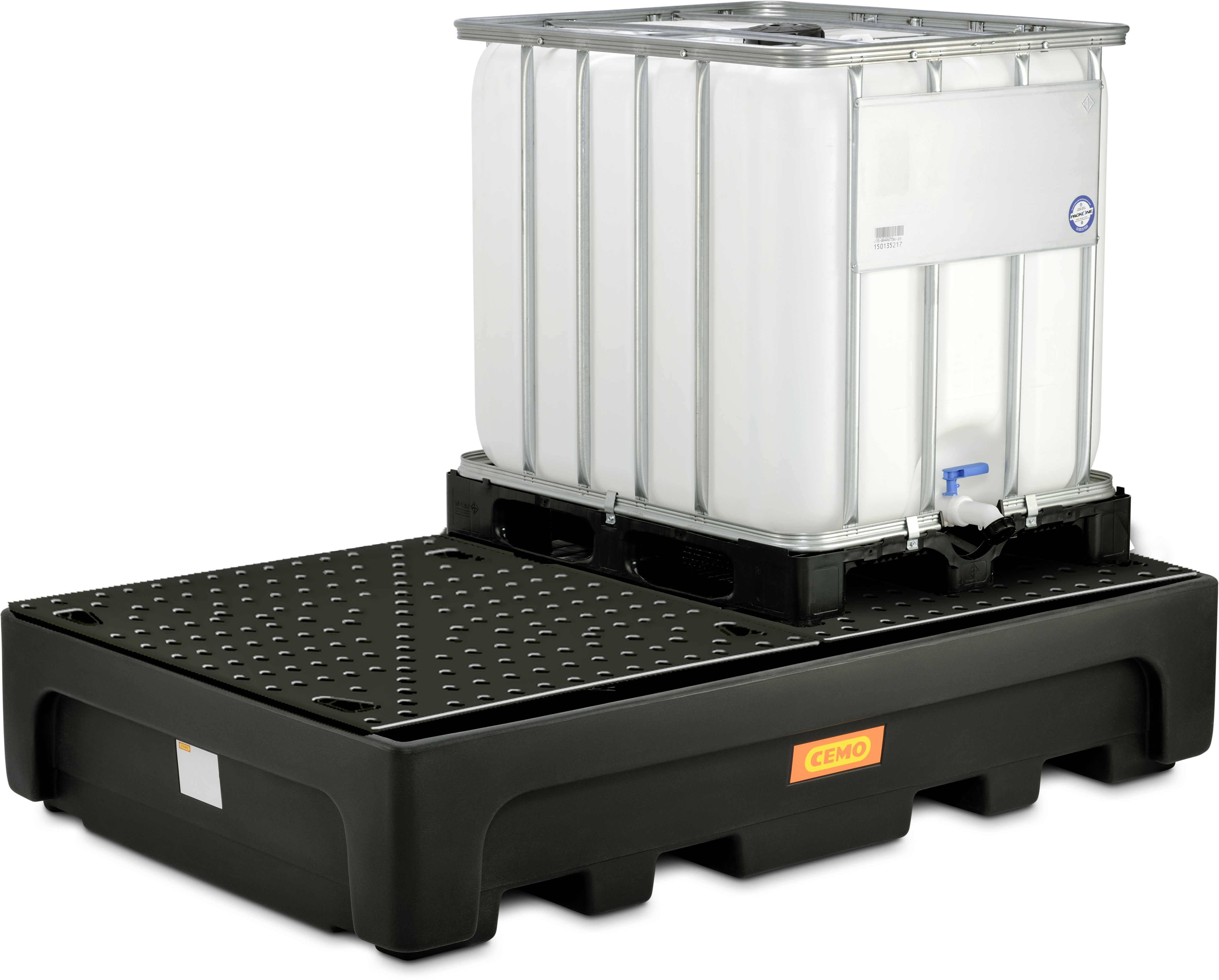 IBC-spillbehållare 1100/2-PE med perforerad PE-platta, 1100 liter, 3000 kg-image