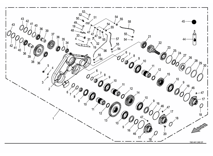 Upper roller gearbox