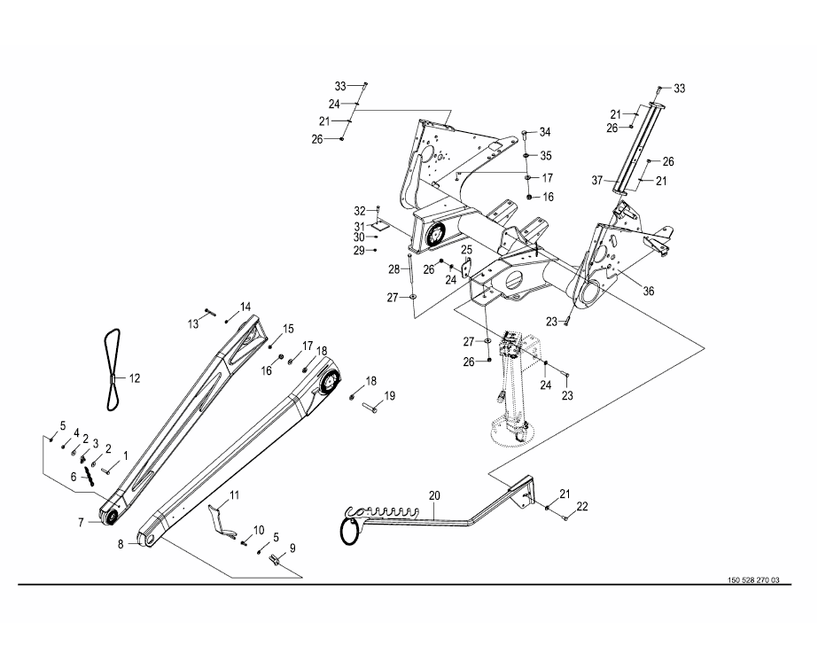 Drawbar / frame tube