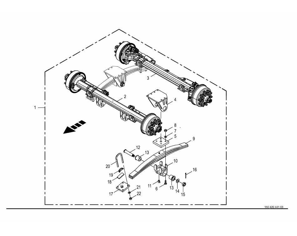 Tandemaxelmontering - 16 ton