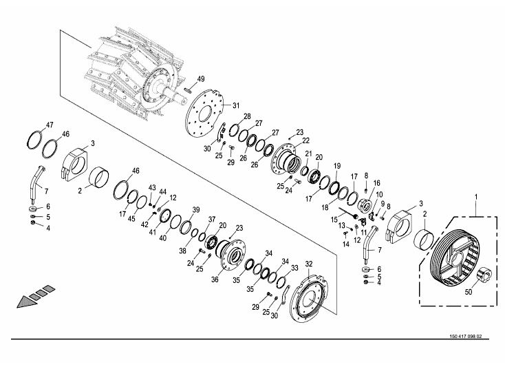 Chopping drum - bearing / counter bearing