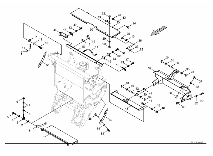 Chopping drum housing - mounting parts