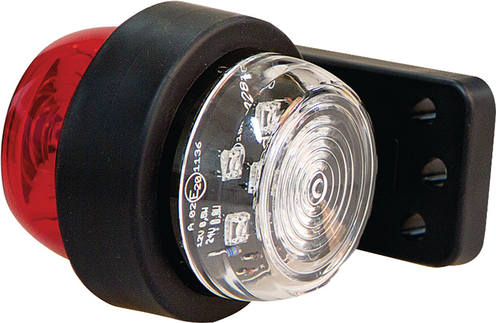 Strands positionsljus, vit/röd LED, kort gummiarm,  12-24V DC-image